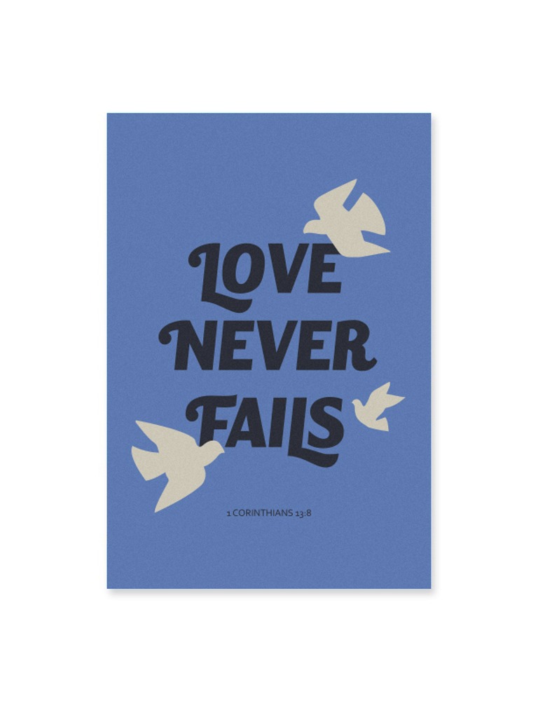 Love Never Fails Postcard (고전13:8) Blue